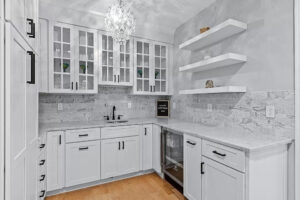 Pantry room white shaker with floating shelves