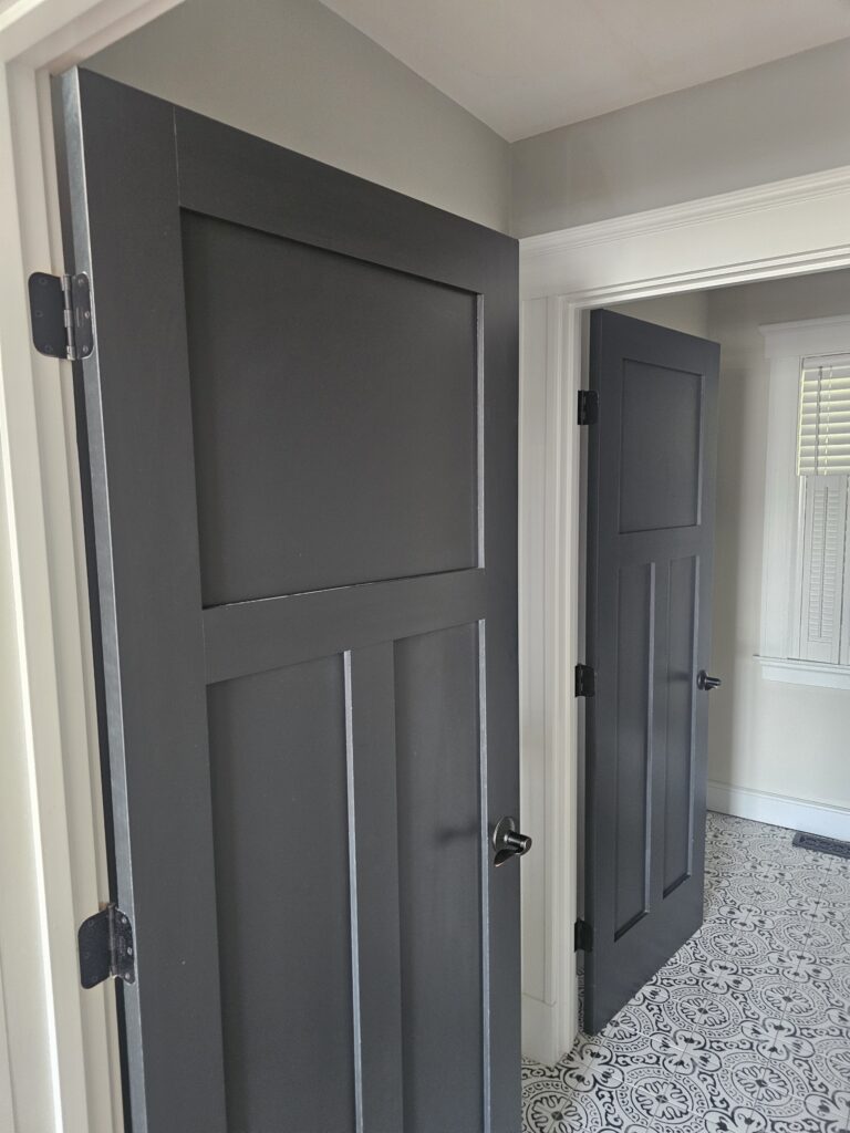 Black door and white trim