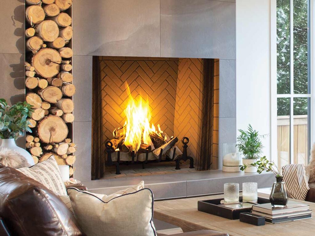 wood fireplace