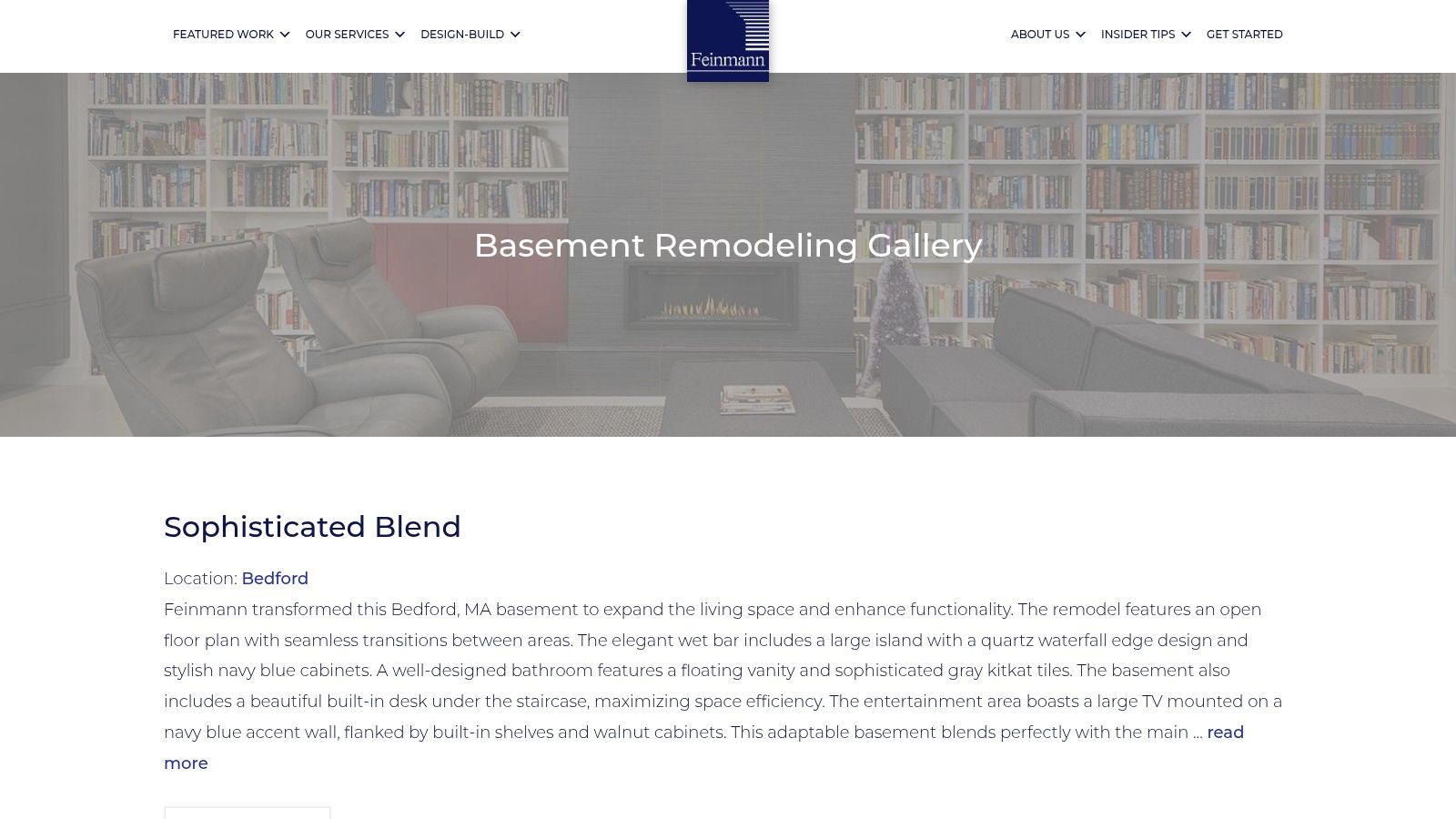 Feinmann, Inc. Basement Remodeling Gallery